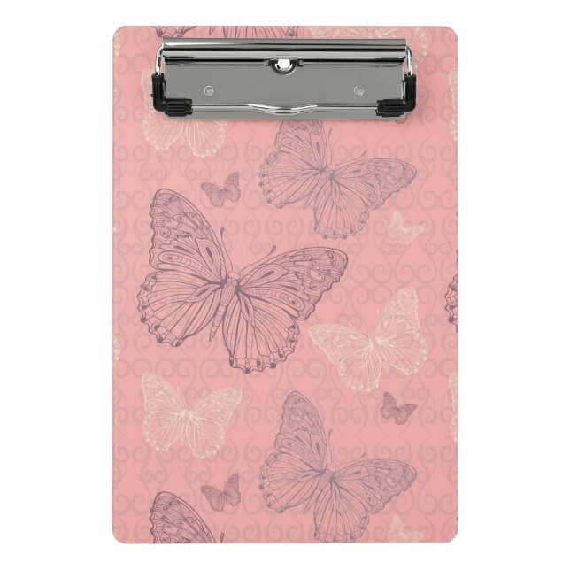 Das Schmetterlings-Rosa Mini Klemmbrett (Vorderseite)