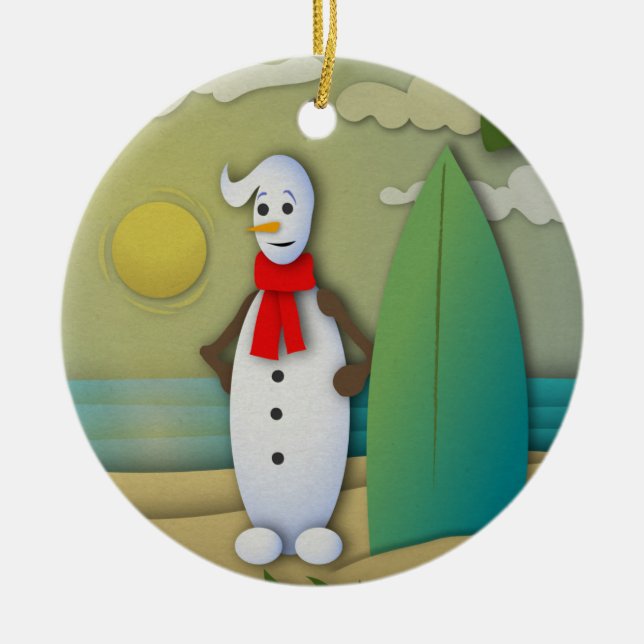 Das Schneemann-Ornament im Sommer Keramik Ornament (Vorne)