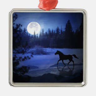 Das Schneepferd und das Mond-Ornament durchqueren Ornament Aus Metall