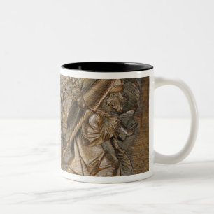Das Schnitzen, ein Paar im Wagen darstellend, zog Zweifarbige Tasse