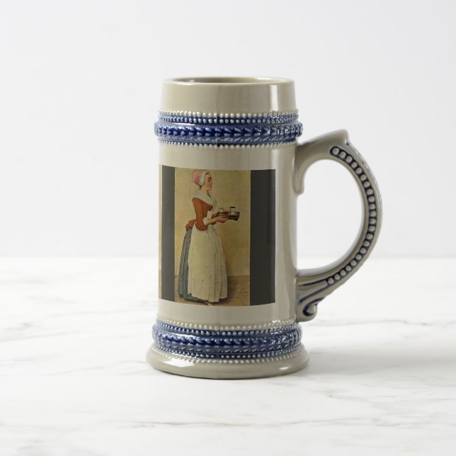 Das Schokoladen-Mädchen (Fräulein Baldauf), durch Bierglas (Rechts)