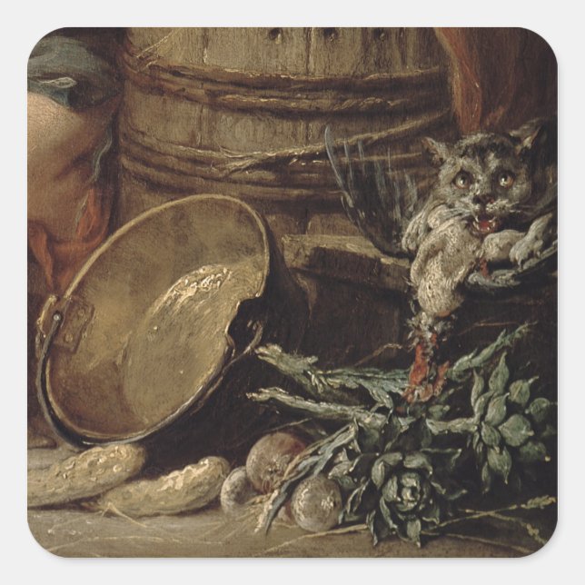 Das schöne Küchenmädchen Quadratischer Aufkleber (Vorderseite)