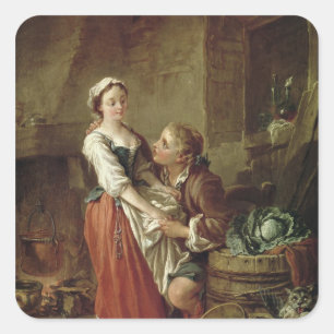 Das schöne Küchenmädchen Quadratischer Aufkleber