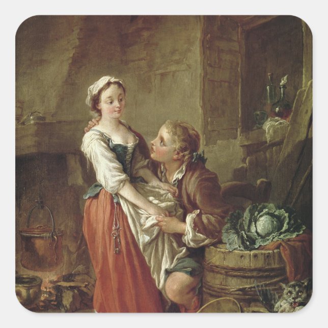 Das schöne Küchenmädchen Quadratischer Aufkleber (Vorderseite)