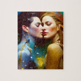 Das schöne lesbische Gemälde ist farbenfroh Puzzle