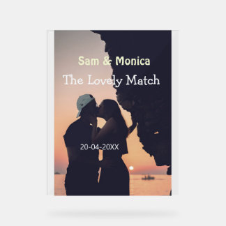 das schöne Match-Paar Hochzeitsname Datum einfach Acrylschild