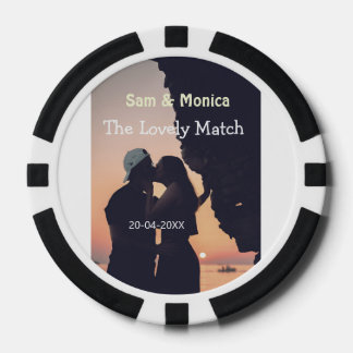 das schöne Match-Paar Hochzeitsname Datum einfach Pokerchips