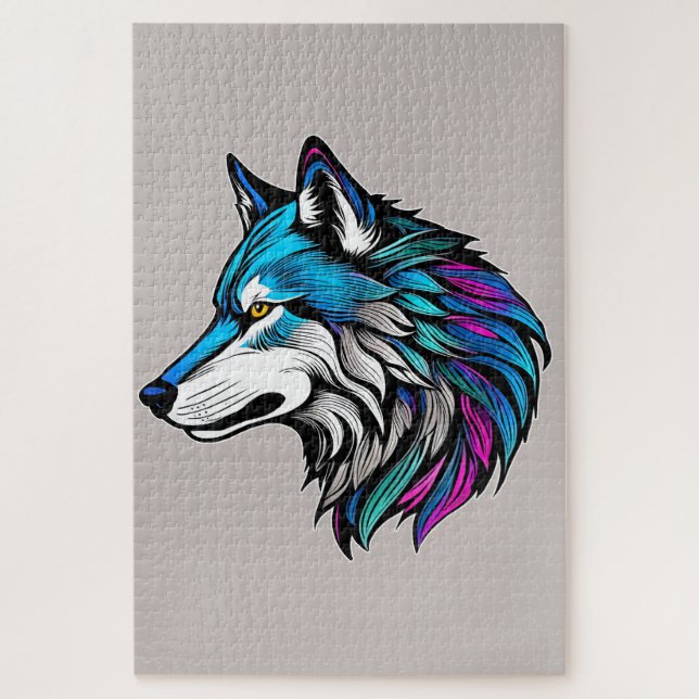 Das schöne Profil eines Wolfs Puzzle (Vertikal)