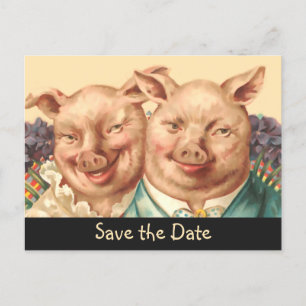 Das schöne Schweinepuppel Save the Date Ankündigungspostkarte