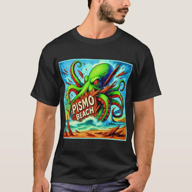 "DAS SCHÖNE VON DEN BREAKERN AM STRAND VON PISMO". T-Shirt (Vorderseite)