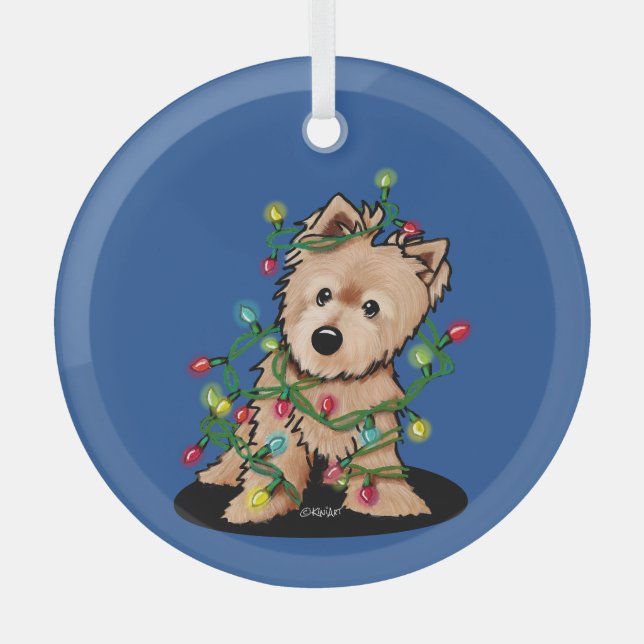 Das schöne Weihnachts-Norwich Terrier Sweatshirt Ornament Aus Glas (Vorderseite)