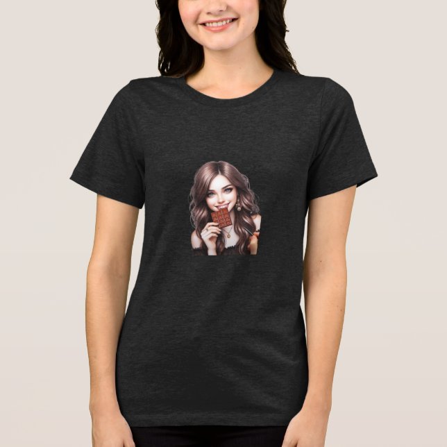 Das schönste Mädchen zeichne Schokolade Tri-Blend Shirt (Vorderseite)
