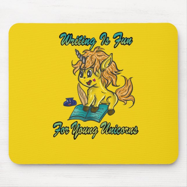 Das Schreiben ist Spaß für junge Einhörner Mousepad (Vorne)