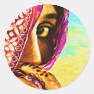 Das schüchterne Mädchen Runder Aufkleber