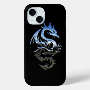 Das Schwarz-Blau-Drache-Handyhülle iPhone 15 Hülle