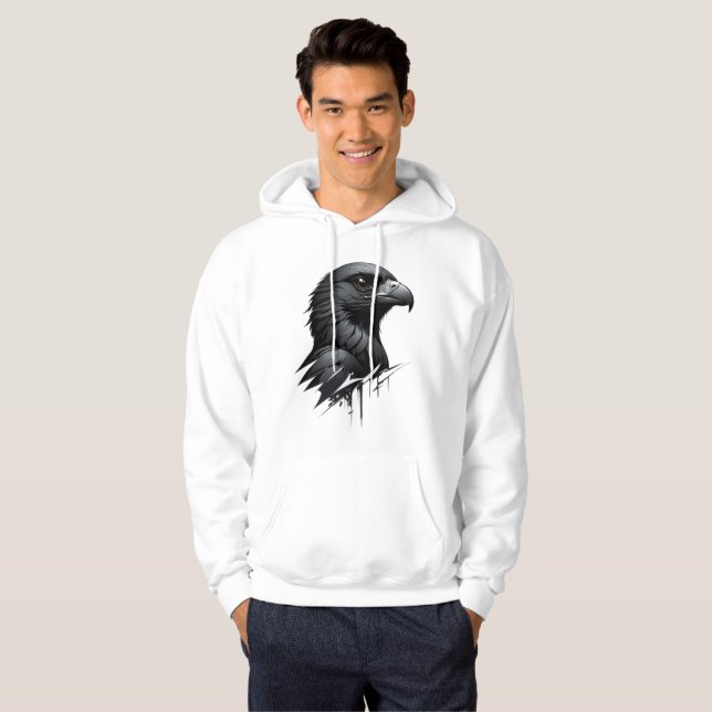 Das Schwarze Falke-Design Hoodie (Vorne ganz)