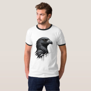 Das Schwarze Falke-Design T-Shirt