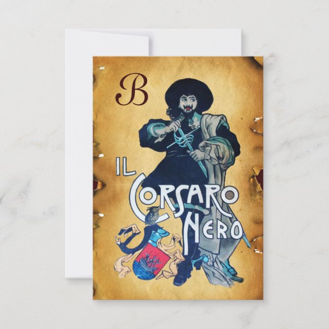 DAS SCHWARZE KORSAIR MONOGRAMM-Pergament Ankündigung (Vorderseite)