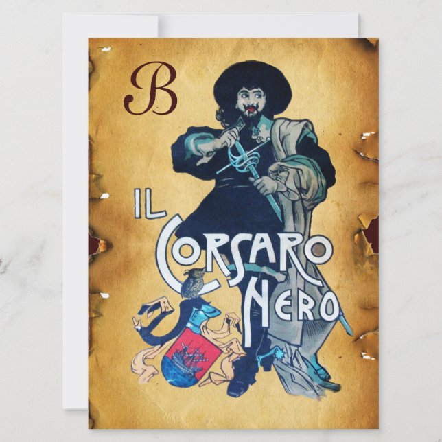 DAS SCHWARZE KORSAIR MONOGRAMM-Pergament Ankündigung (Vorderseite)