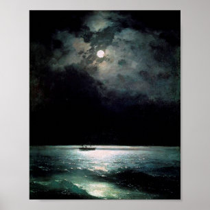 Das Schwarze Meer in der Nacht von Ivan Aivazovsky Poster
