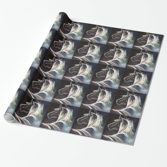 Das schwarze Pferd Geschenkpapier (Ungerollt)