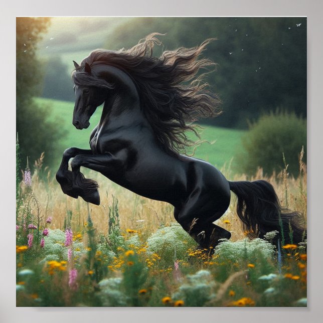 Das Schwarze Pferd Wandposter Poster (Vorne)