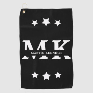 Das Schwarzweiss-Monogramm der personalisierten Golfhandtuch