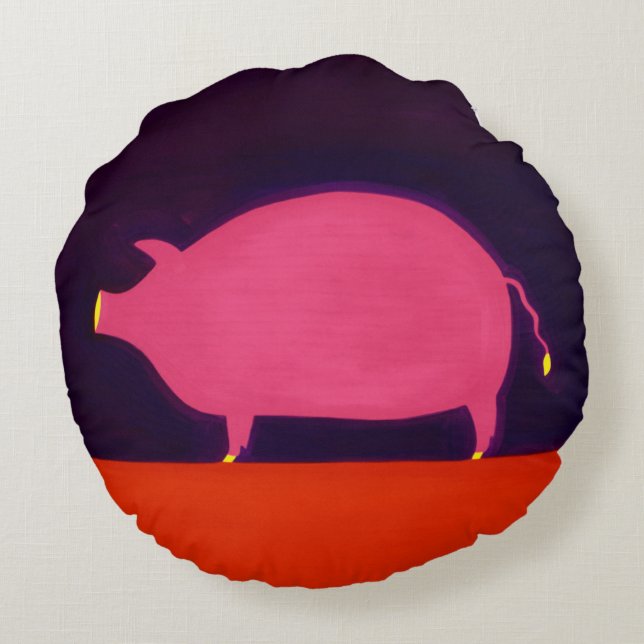 Das Schwein 1998 Rundes Kissen (Rückseite)