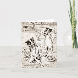 Das Schwein ist in der Hühnercoop von Louis Wain Dankeskarte