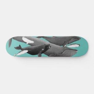 Das Schwimmen der Wale Illustration Art Whale Blue Skateboard