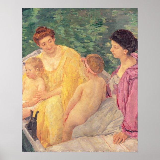 Das Schwimmen oder zwei Mütter und ihre Kinder auf Poster (Vorne)