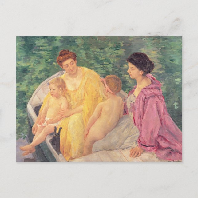 Das Schwimmen oder zwei Mütter und ihre Kinder auf Postkarte (Vorderseite)