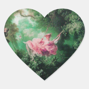 DAS SCHWIMMENDE, grüne Rosa Herz-Aufkleber