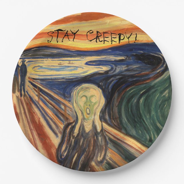 DAS SCREAM Bleibe CrEEpY HaLLoWeeN Pappteller (Vorderseite)
