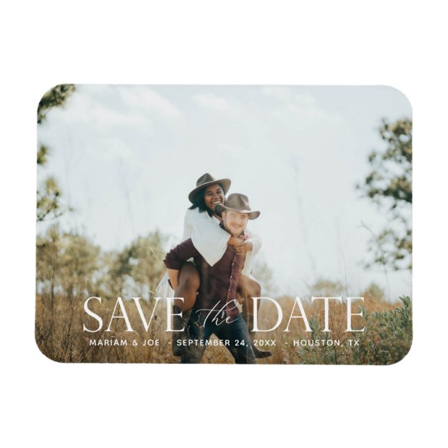 Das Script H Modern 2 Foto Save the Date Magnet (Horizontal)