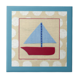 Das Segelboot des Kindes durch Chariklia Zarris Fliese