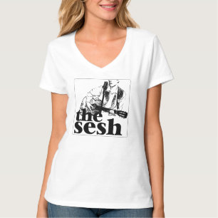 "Das sesh" der Frau Logo-Weiß V-Hals T-Shirt