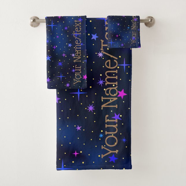 Das Set "Galaxy Stars Midnight Blue Bath Towel" (Insitu)