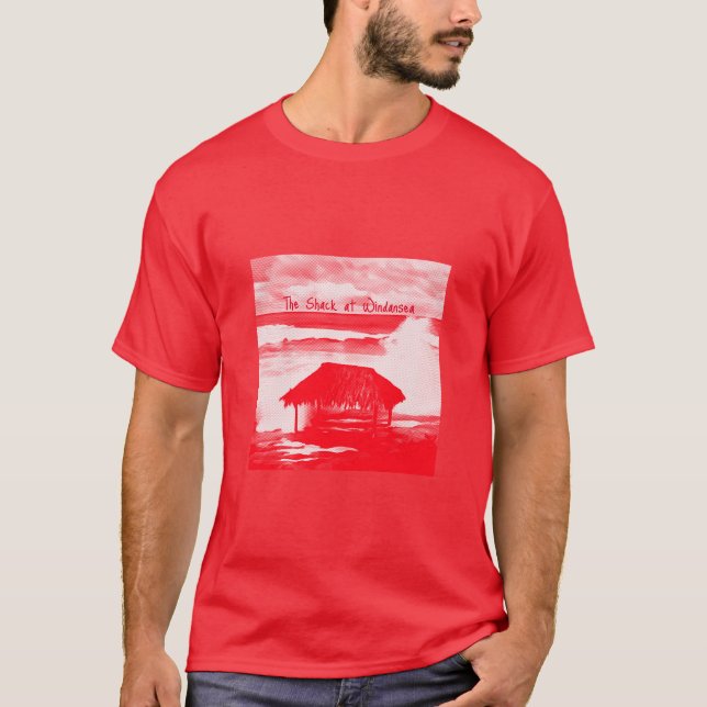 Das Shack @ Windansea Red Halftone-Bild auf einem  T-Shirt (Vorderseite)