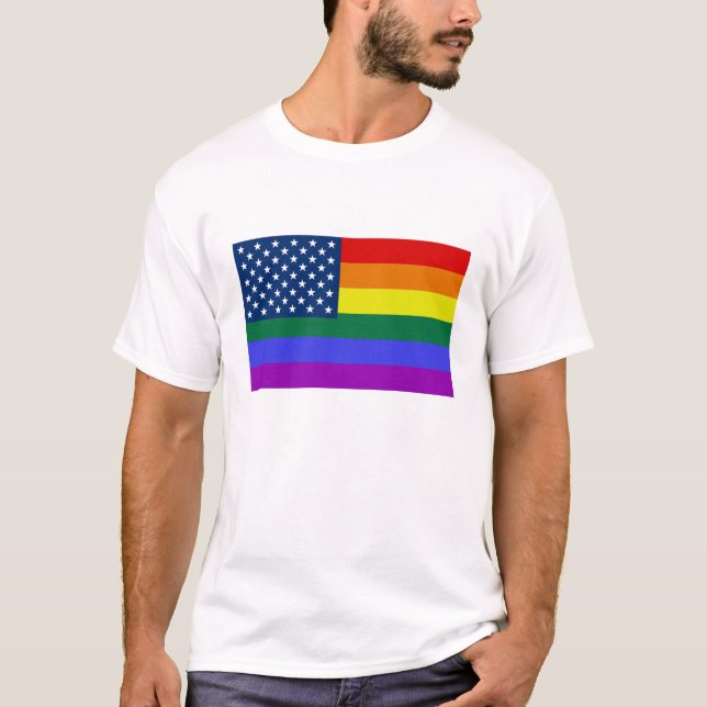 Das Shirt der Regenbogen USA-Flaggenmänner (Vorderseite)