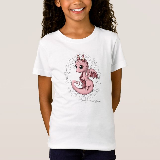 Das Shirt des rosa Liebe-Drache-Mädchens (Vorderseite)