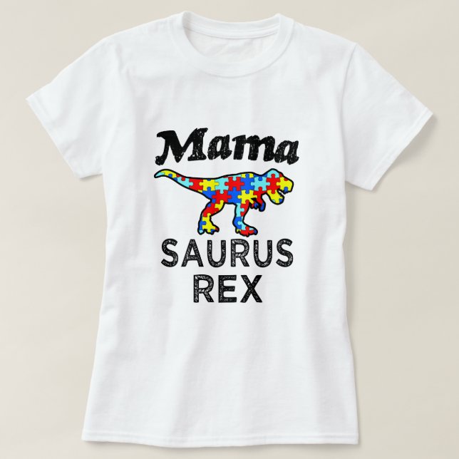Das Shirt Frauen Mutter Saurus Rex Autism Mom (Design vorne)