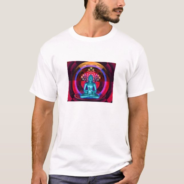 Das Shirt meditierender blauer Buddha-Männer (Vorderseite)