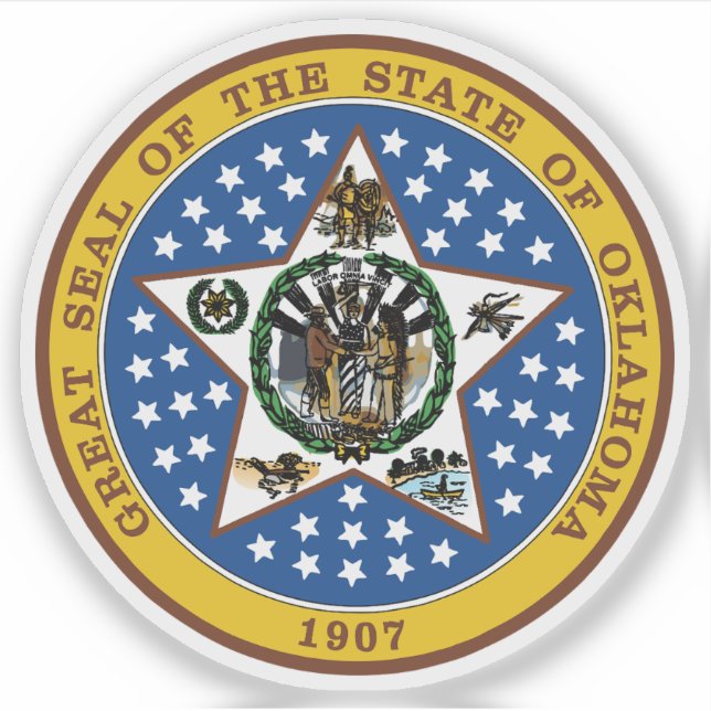 Das Siegel des Staat von Oklahoma Aufkleber (Vorderseite)