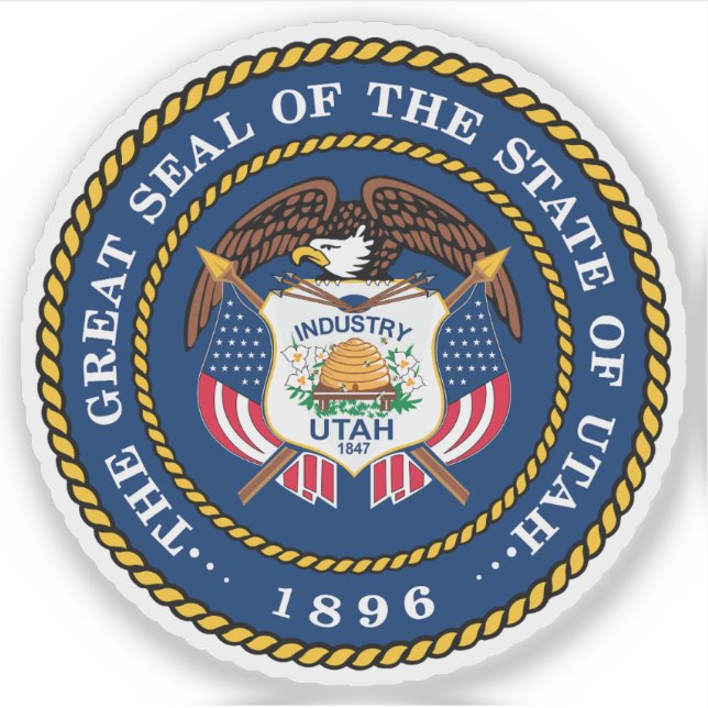 Das Siegel des Staat von Utah Aufkleber (Vorderseite)