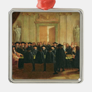 Das Siegel gehalten von Louis XIV vor Mitgliedern Silbernes Ornament