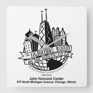 Das Signature Room am 95., Chicago, IL Quadratische Wanduhr