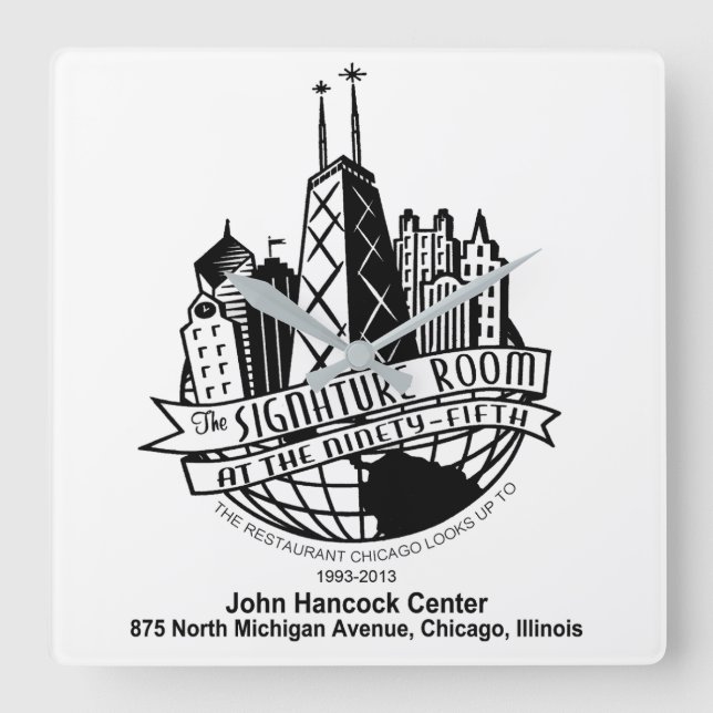 Das Signature Room am 95., Chicago, IL Quadratische Wanduhr (Vorderseite)