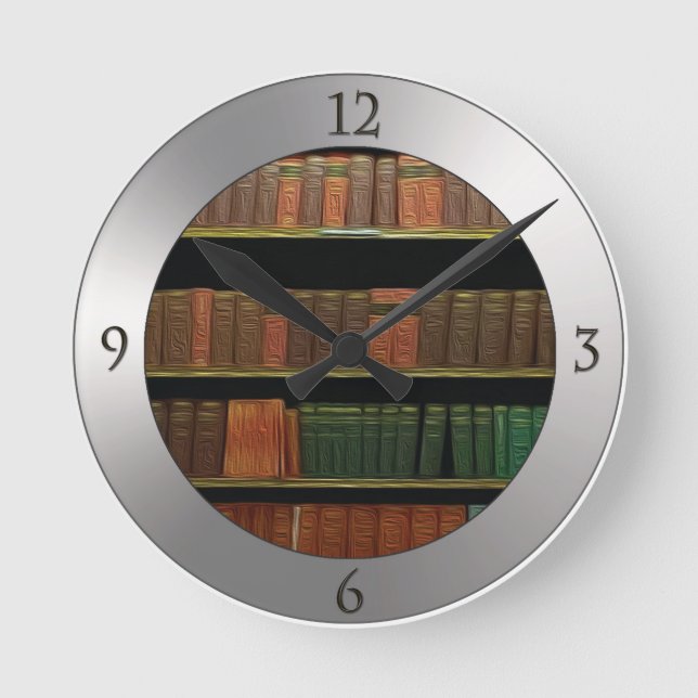 Das Silber des Buch-Liebhabers Runde Wanduhr (Vorderseite)