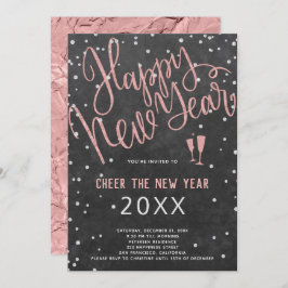 Das Silvester Rose Gold Chalkboard Party Einladung
